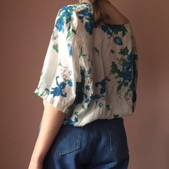 Vintage Floral Short Sleeved Blouse M - Picture 3 of 5